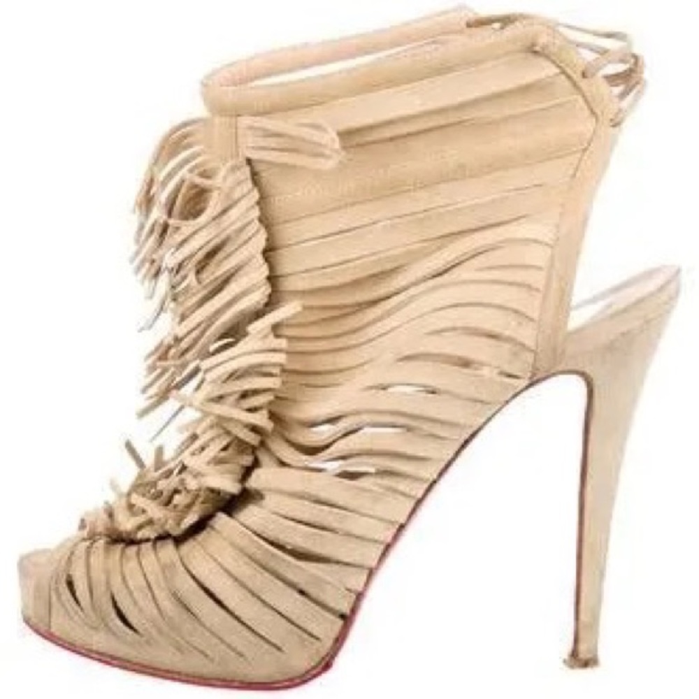 Christian Louboutin suede fringe booties